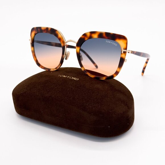 NEW TOM FORD VIRGINIA TF945 53P WOMEN SUNGLASSES FT0945/S HAVANA - Picture 1 of 9